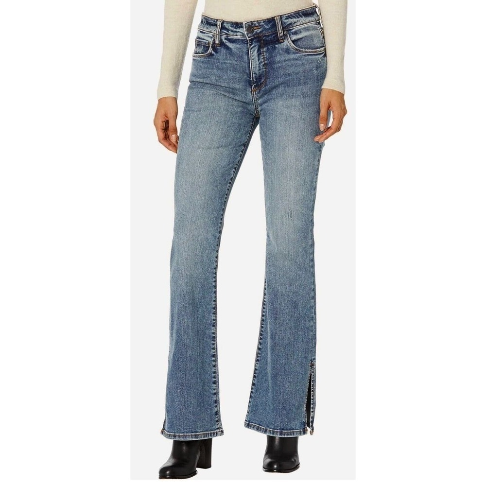 Kut from the Kloth Jeans ANA Fab Ab Flare Size 14 High Rise Baby Side Slit